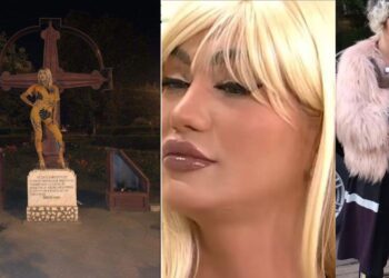 Lipsă de respect din partea Margheritei de la Clejani! Călare pe crucea monumentului Eroilor Revoluției!