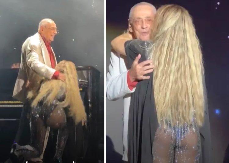 Loredana l-a făcut super fericit pe octogenarul Horia Moculescu! Nu s-a aruncat doar în brațele lui, ci și la picioare, dezvăluind o priveliște demențială!